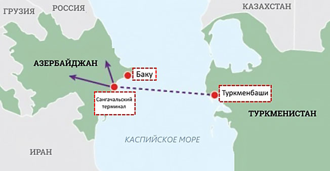 Карта Транскаспийского газопровода.