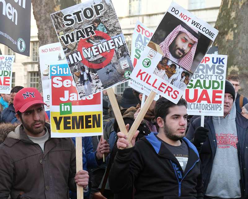 Протесты против продолжающейся войны в Йемене.