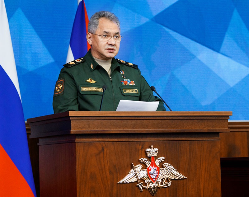 Министр обороны генерал армии Сергей Шойгу на заседании Коллегии Минобороны.
