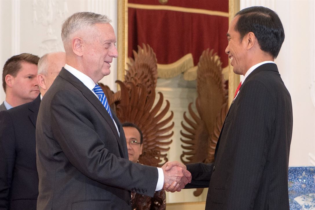 Встреча Джэймса Мэттиса и президента Индонезии Джоко Видодо в январе 2018 года