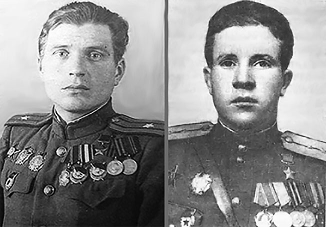 Герои Советского Союза Борис Емельянов (слева) и Михаил Гурьев.