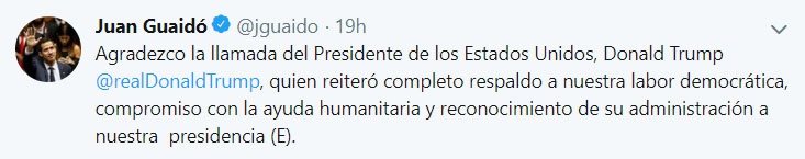 Твит Хуана Гуаидо.