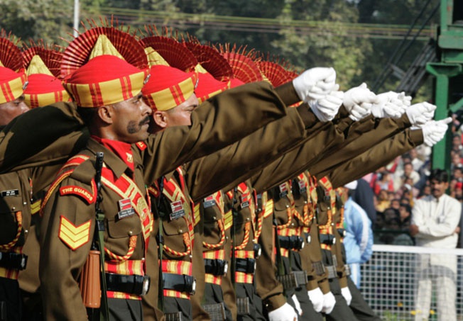 Военный парад в Нью-Дели по случаю национального праздника Индии - Дня республики.
