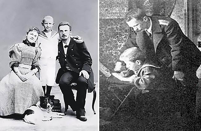 Петр Шмидт с женой и сыном.
