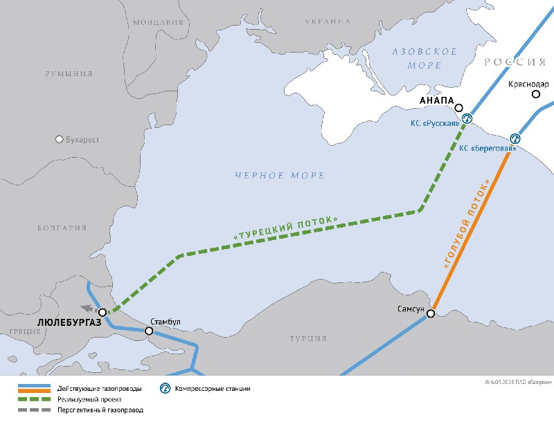 Схема газопровода «Турецкий поток».