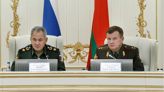 Министр обороны России Сергей Шойгу на совместной коллегии военных ведомств России и Белоруссии.