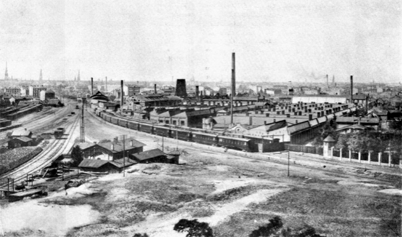 Общий вид на «Русско-Балтийский вагонный завод», 1909 г.