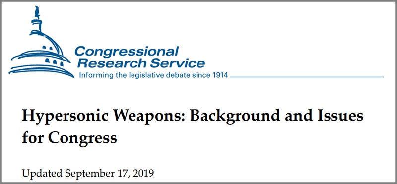Доклад Hypersonic Weapons: Background and Issues for Congress, подготовленный для Конгресса США.