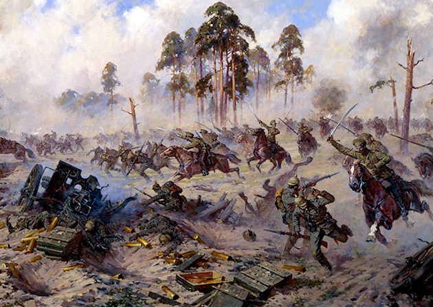 Атака казаков во время Восточно-Прусской операции.