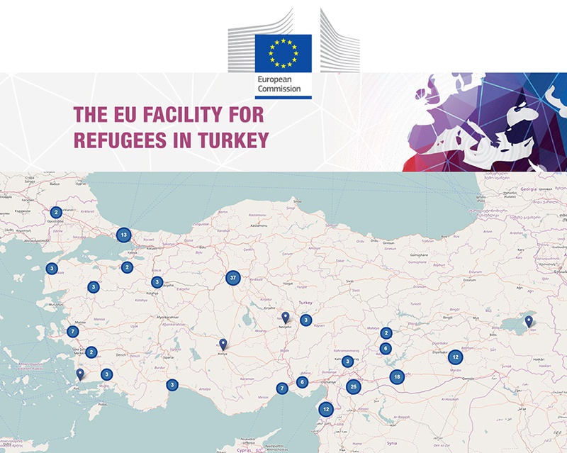 Карта лагерей для беженцев в Турции.