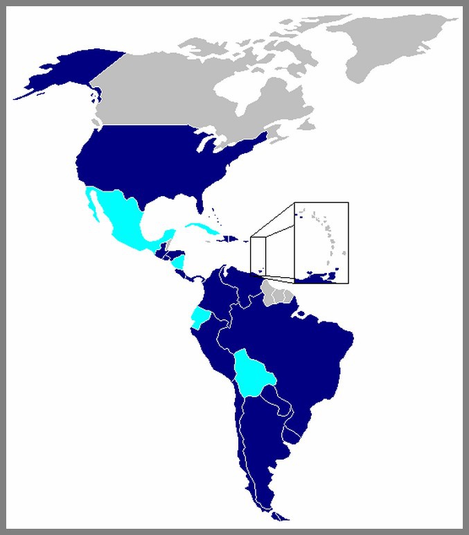 Страны входящие в Межамериканский договор о взаимной помощи от 1947 года..