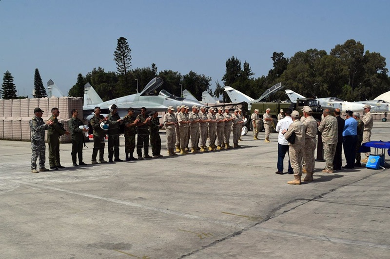 Церемония передачи истребителей МиГ-29 сирийской стороне на авиабазе Хмеймим.