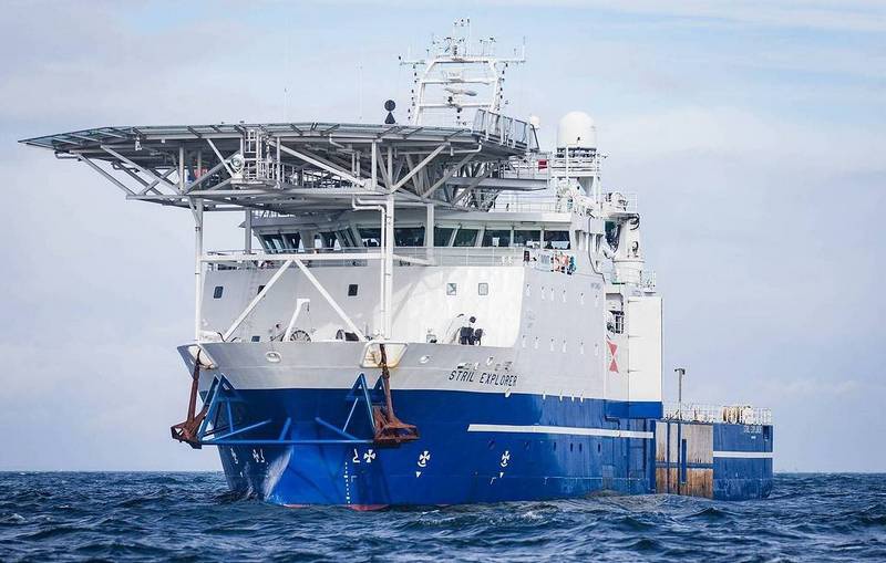 Около месяца многофункциональное судно Stril Explorer компании MMT Sweden проводило детальное исследование дна по маршруту укладки ветки газопровода.