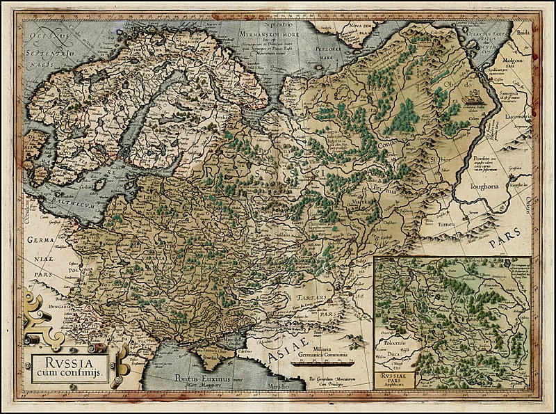 Карта России 1595-1606 годов Герарда Меркатора.