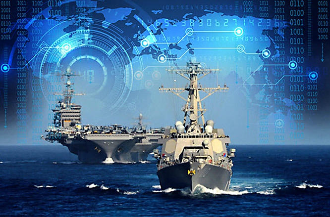 Военно-морские силы США используют для обмена данными единую распределённую боевую информационную систему JTIDS.