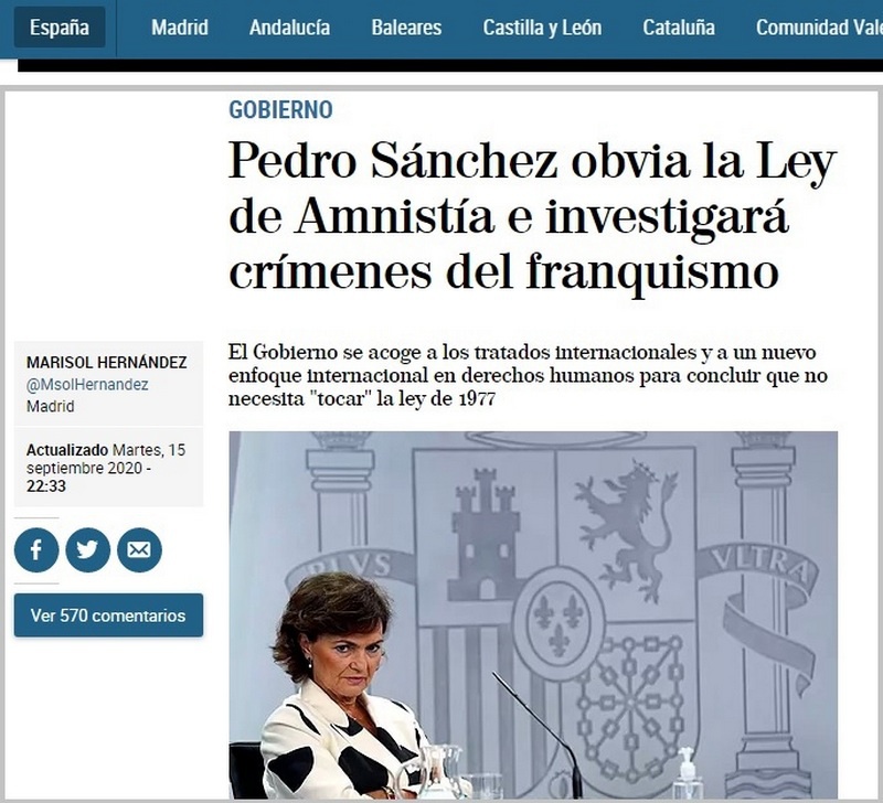 Как отмечает испанская газета El Mundo со ссылкой на источники в правительстве, теперь жалобы жертв режима Франко могут быть рассмотрены и в Испании.