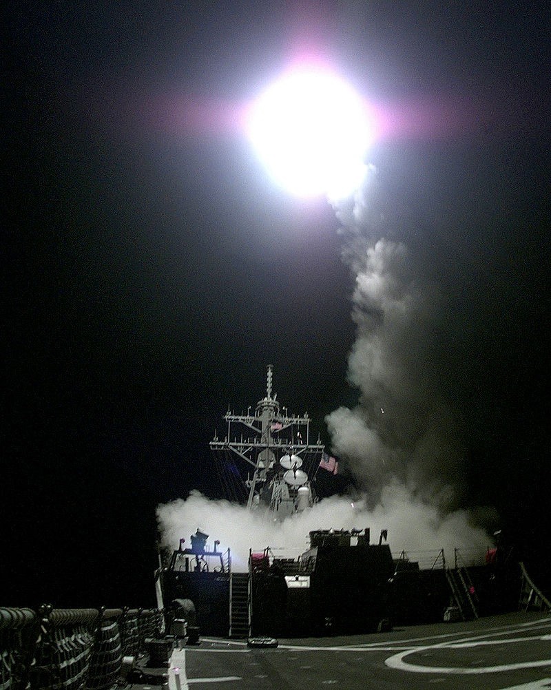 Запуск КР «Томагавк» с корабля в Адриатике. 31 марта 1999 года.
