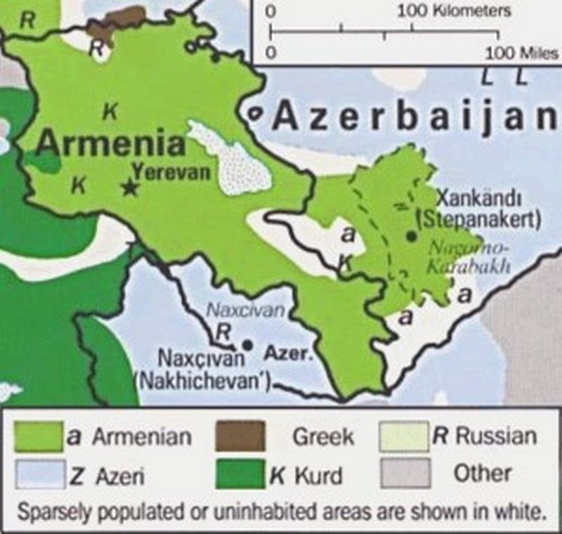 Этнические группы в Армении и Нагорно-Карабахской Республике, 1995 г.