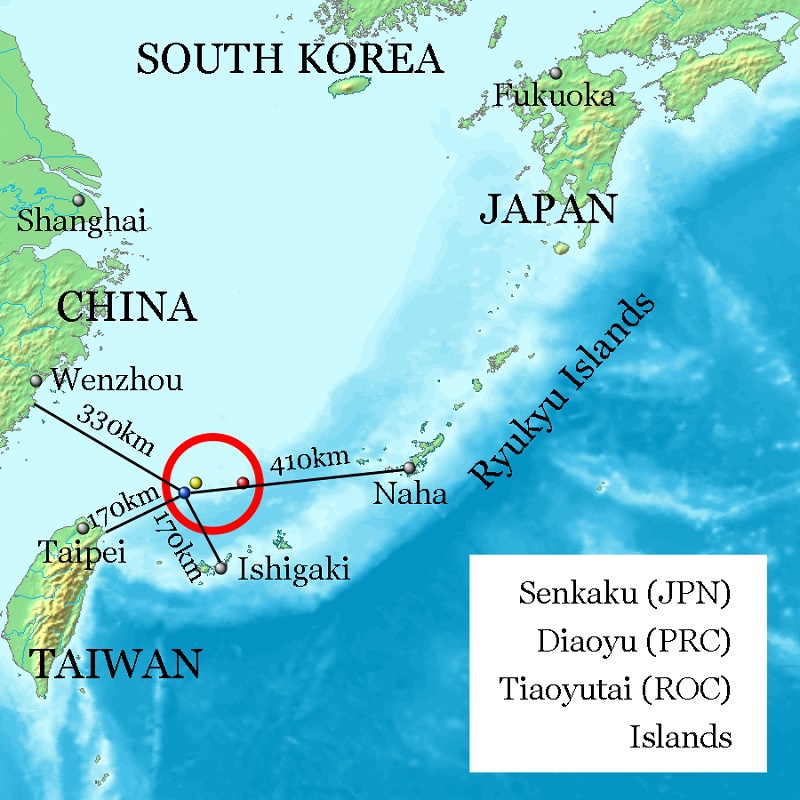 Токио постоянно выражает протест по поводу спорных островов Сенкаку (китайцы называют их Дяоюйдао), расположенных в Восточно-Китайском море.
