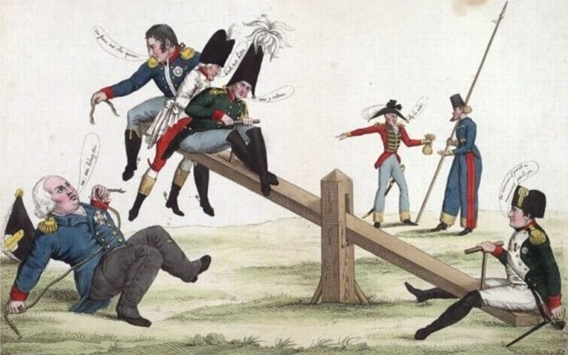 Наполеон Бонапарт возвращается с Эльбы. Карикатура 1815 года.