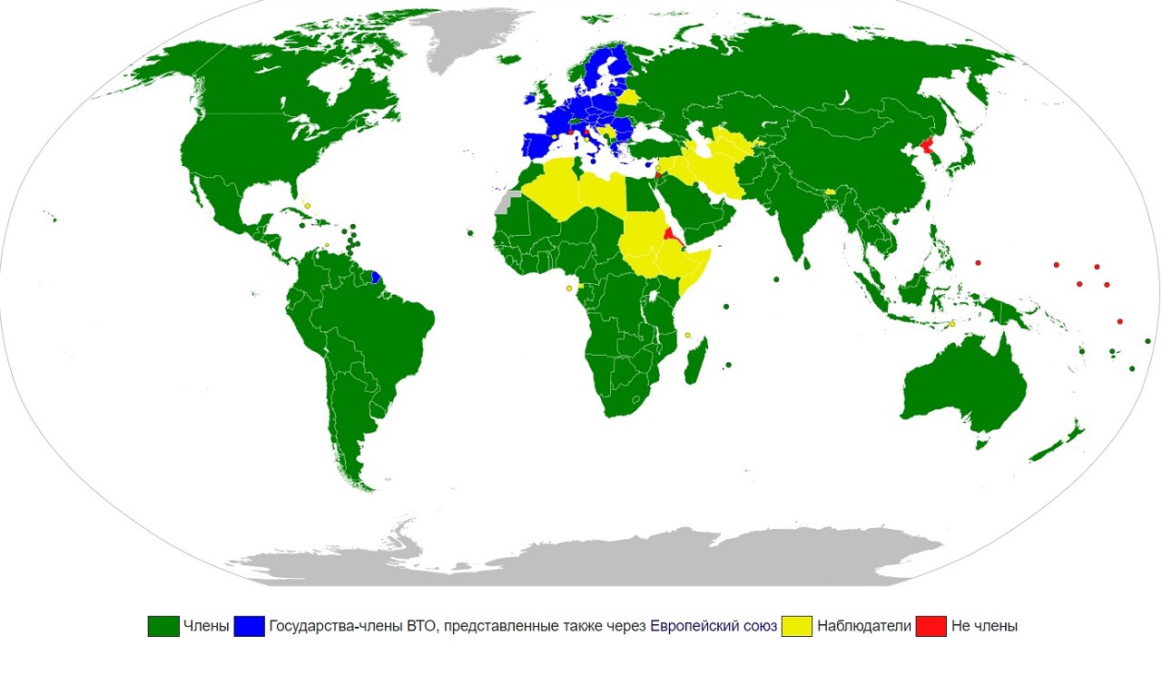 Карта Всемирной торговой организации.
