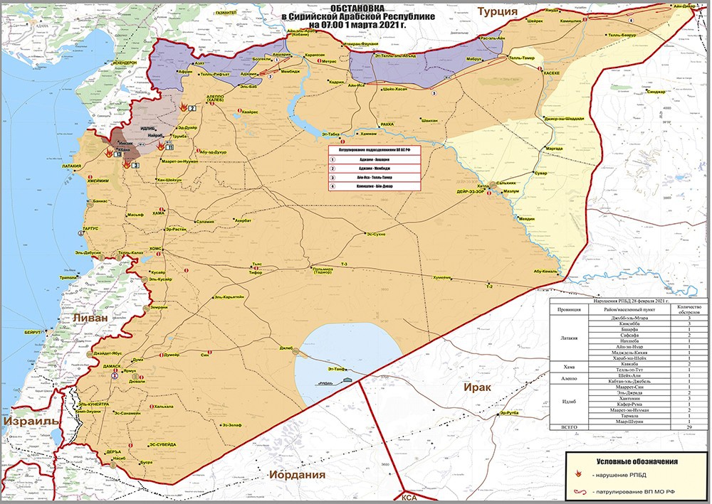 Обстановка в Сирийской Арабской республике на 1 марта 2021 г.