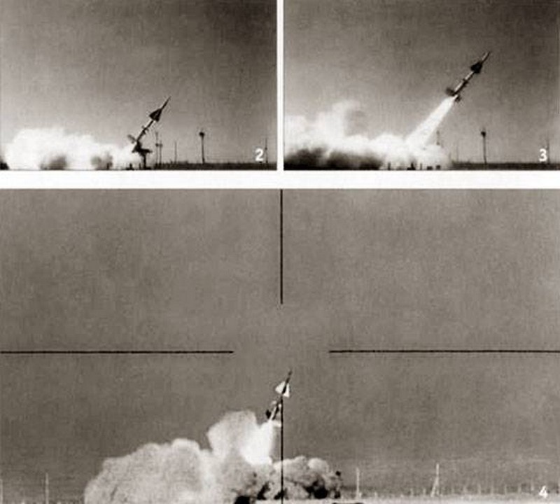 Съёмка испытательного пуска противоракеты В-1000.