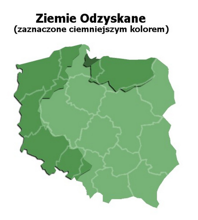По решению Потсдамской конференции, к Польше были присоединены так называемые возвращённые земли - области Германии, расположенные восточнее речной линии Одер-Нейсе.