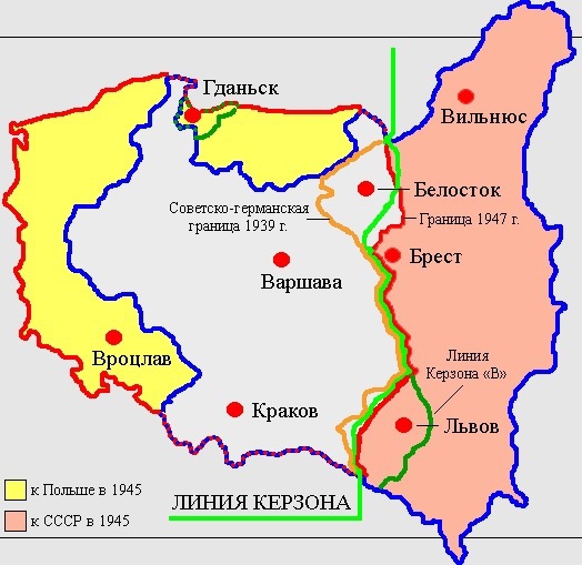 Изменение границ Польши после Второй мировой войны.