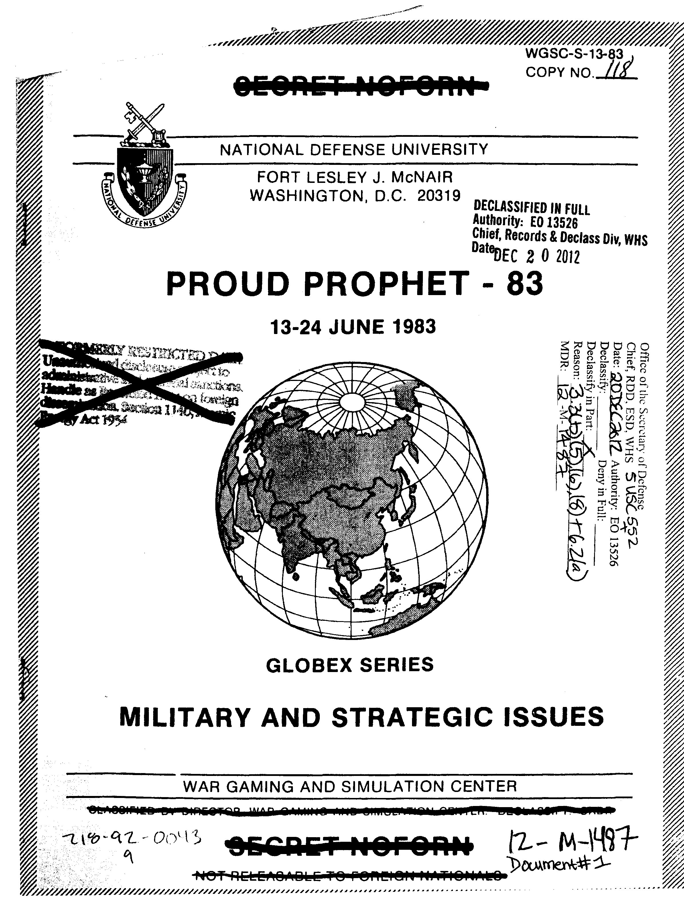 2 мая 1983 г. администрация президента США Рейгана начала учения под названием Proud Prophet («Гордый пророк»).