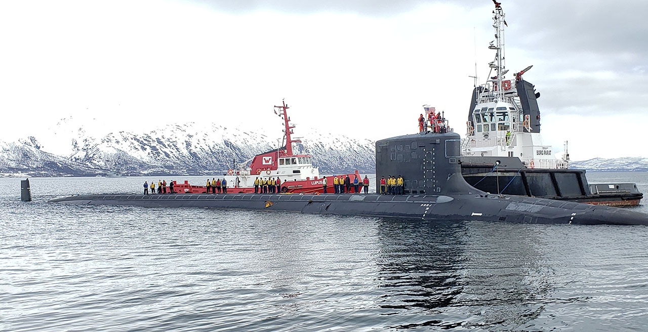 Американская атомная подлодка USS New Mexico прибыла в Тромсё. Норвегия, 10 мая 2021 года.