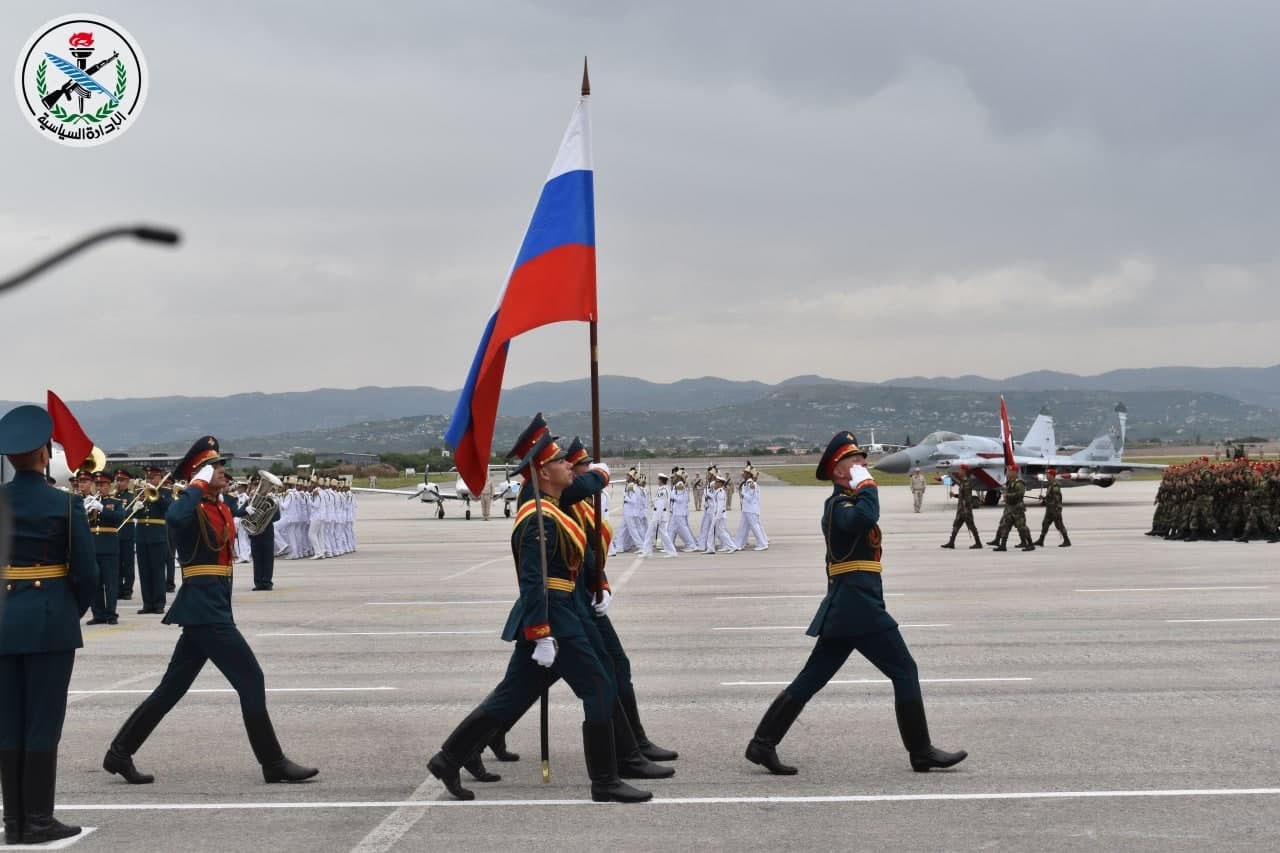 Парад российских военных на на авиабазе Хмеймим в Сирии.