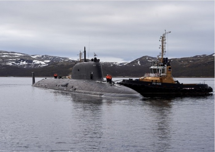 Атомная подводная лодка «Казань» прибыла в пункт постоянного базирования на Северном флоте.