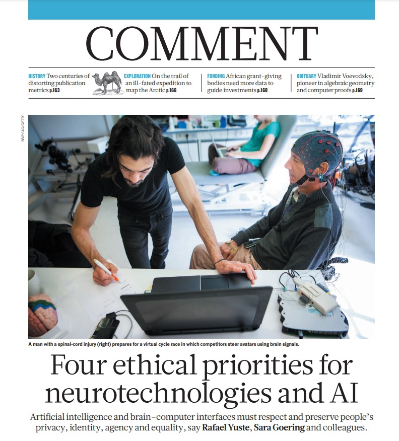 В программной статье, опубликованной лидерами NRI в ноябре 2017 года в британском журнале Nature, сообщается, что «искусственный интеллект и интерфейсы мозг-компьютер должны уважать и сохранять частную жизнь, личность, свободу действий и равенство людей».
