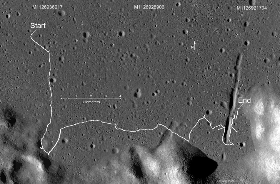 Маршрут «Лунохода-2» по Луне.