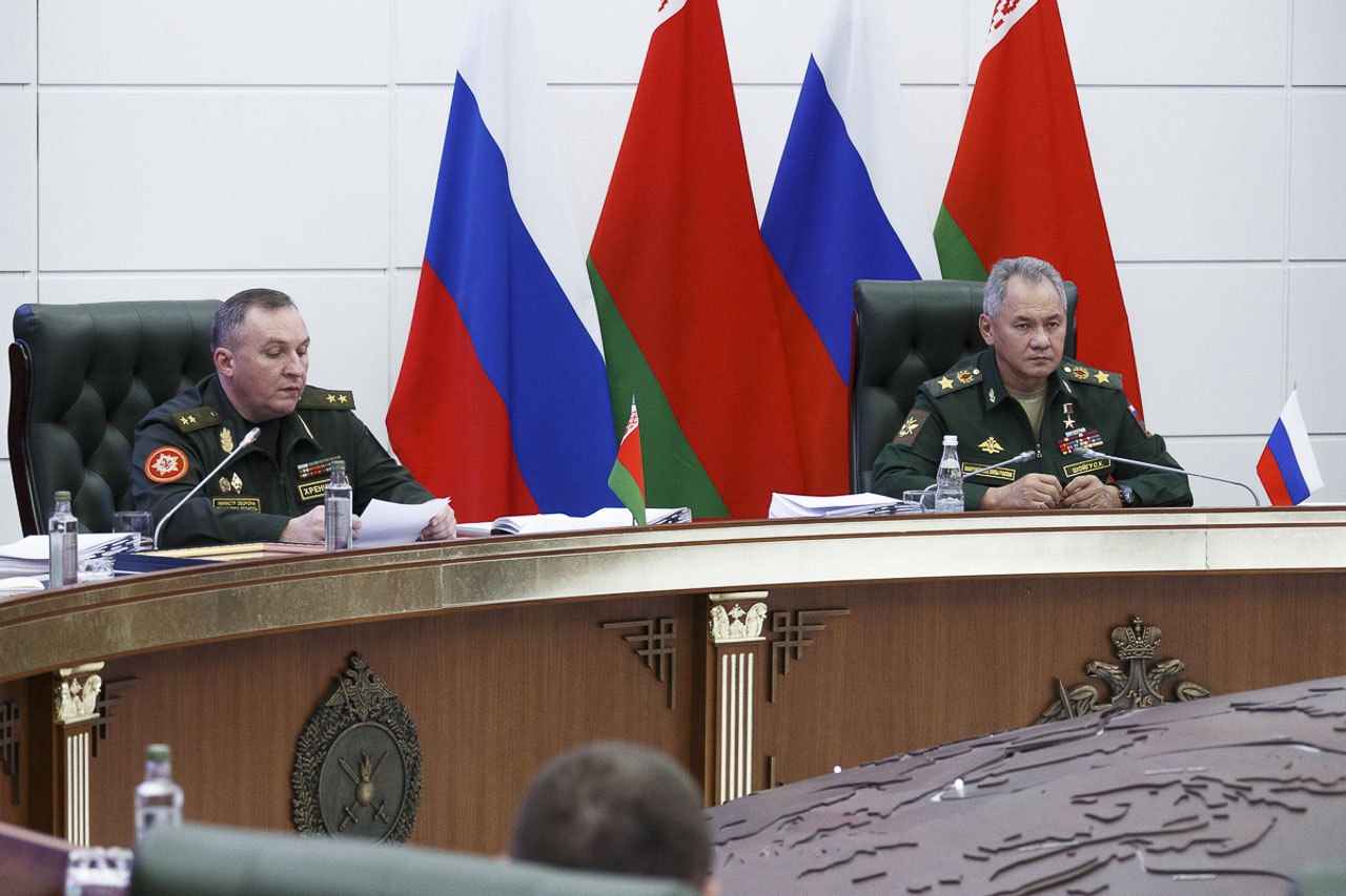 Министр обороны Российской Федерации генерал армии Сергей Шойгу на заседании совместной Коллегии военных ведомств России и Белоруссии.