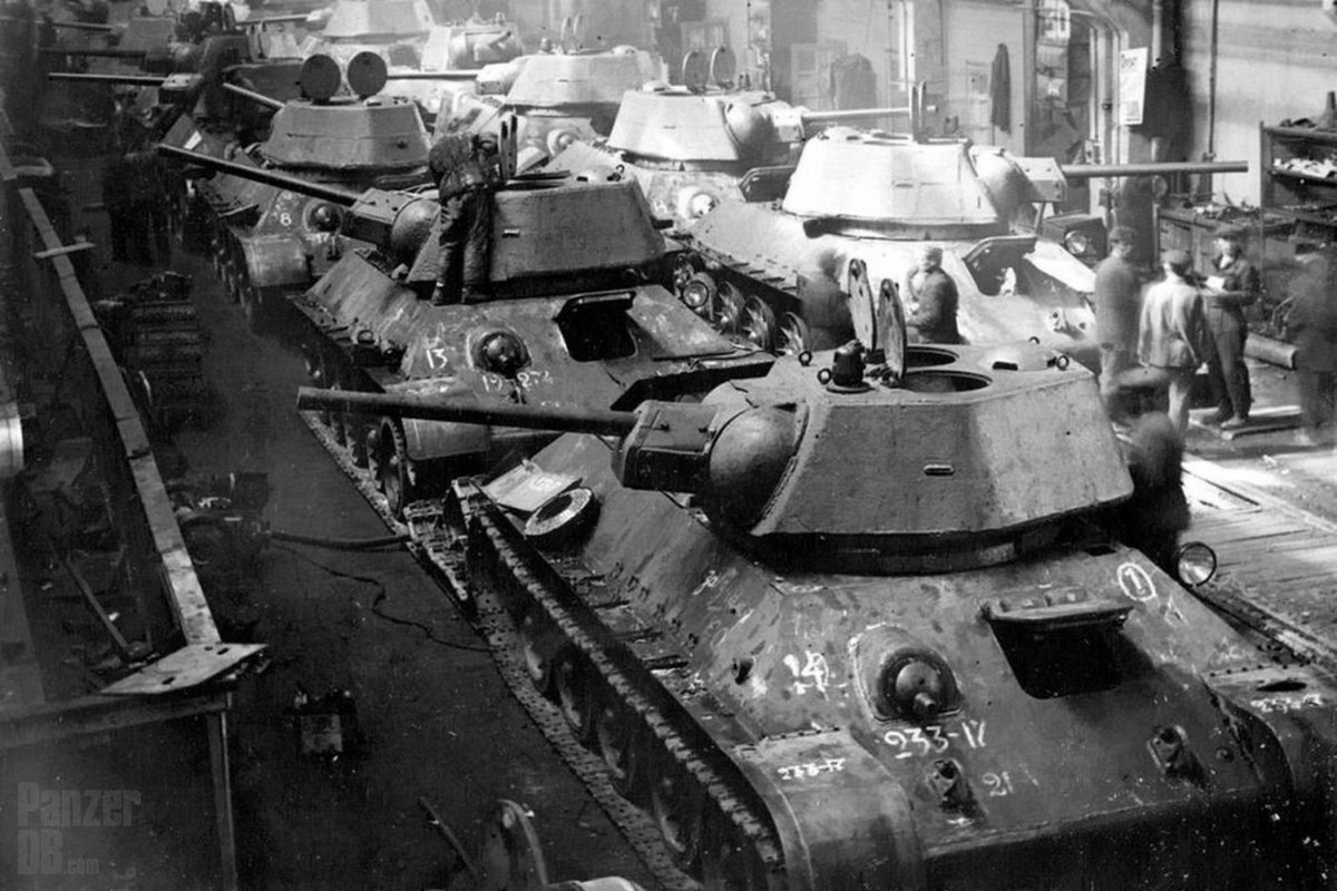 Т-34 уже в 1942-м выпускалось свыше 1000 единиц в месяц.