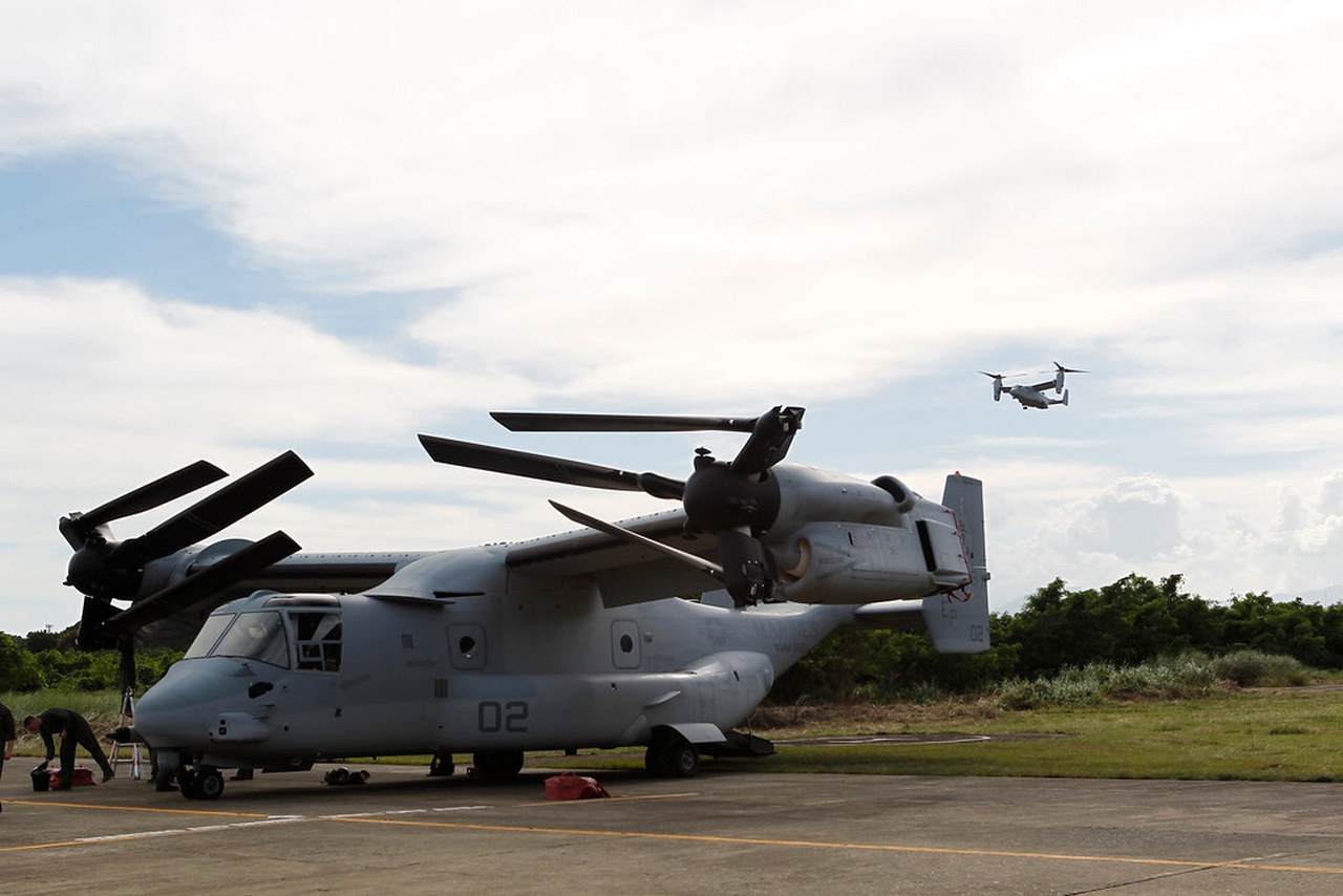Конвертопланы MV-22 Osprey Корпуса морской пехоты США на авиабазе Антонио Баутиста.