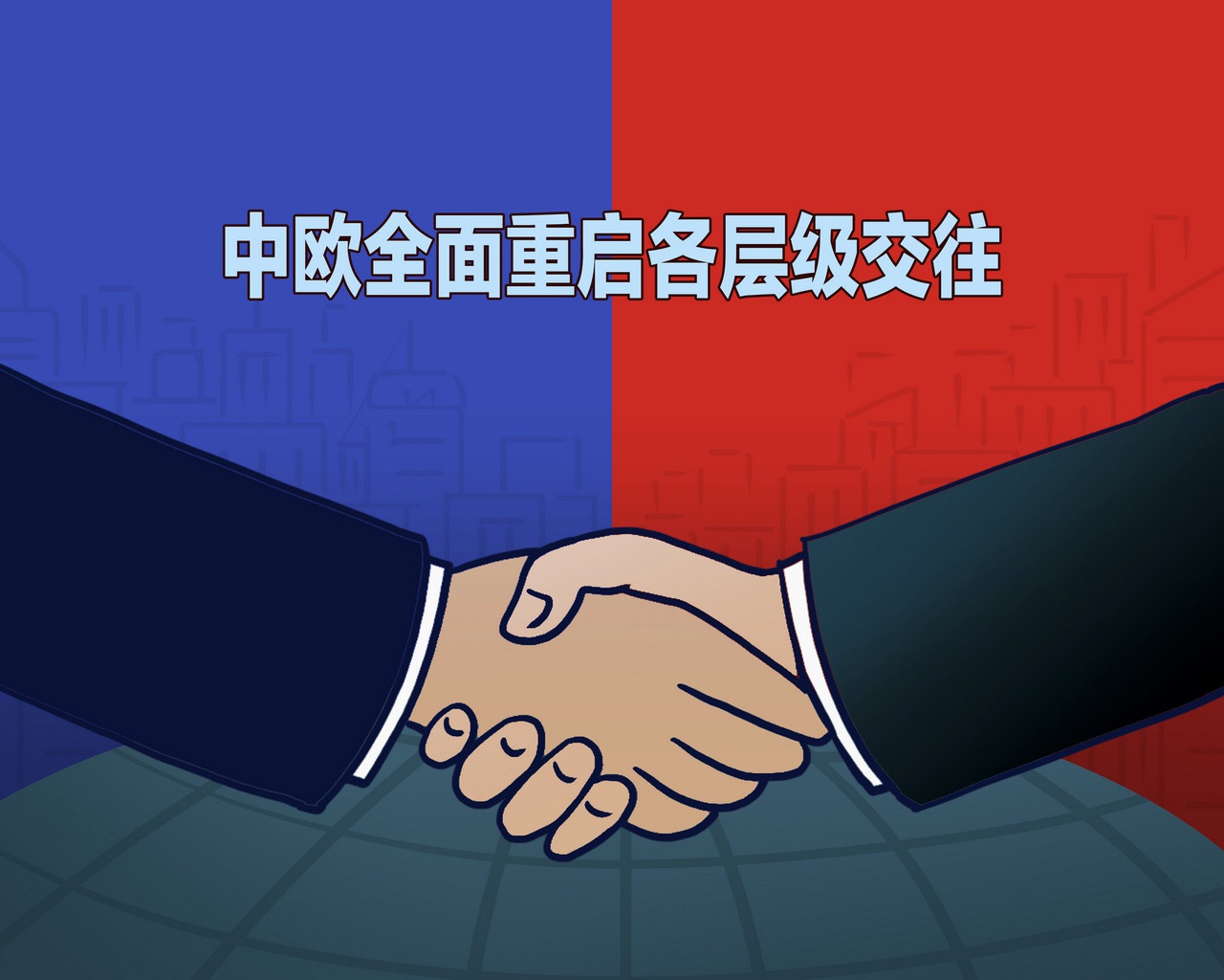 Китай и Европа возобновляют обмены на всех уровнях. Китайский плакат.