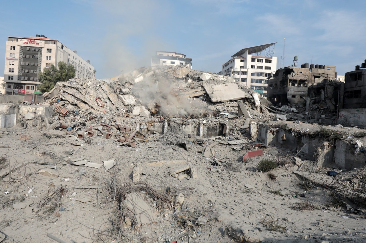 Руины башни «Ватан», разрушенной в результате израильских авиаударов в Газе, 8 октября 2023 г.