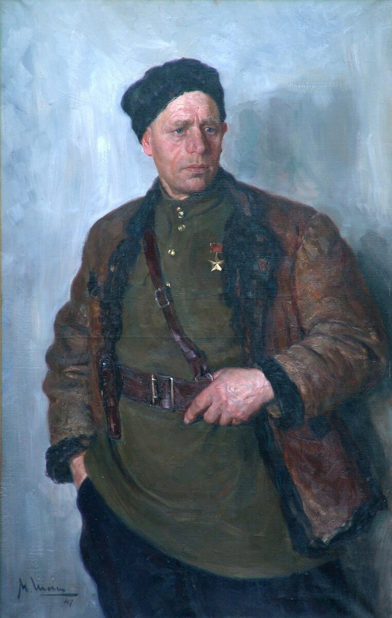 Командир партизанского отряда Герой Советского Союза Григорий Линьков (художник Мануэль Шац).