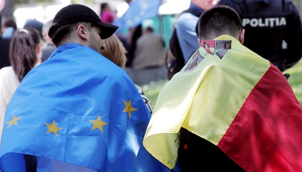 На митинге «Европейская Молдова», устроенном Маей Санду.