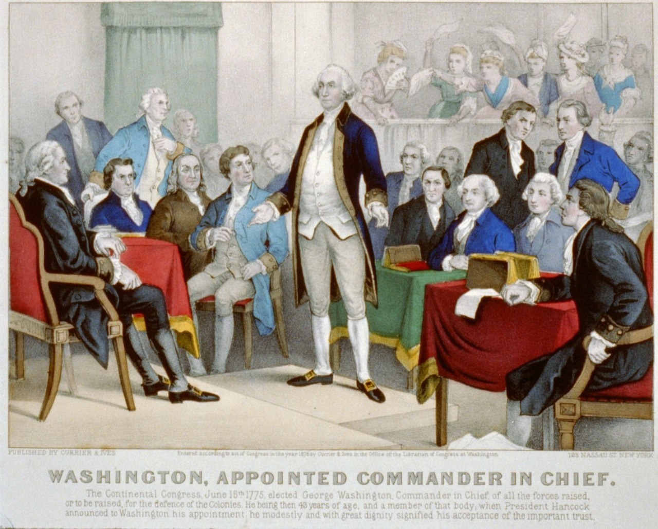Конгресс назначает Вашингтона главнокомандующим. Рисунок 1876 года.