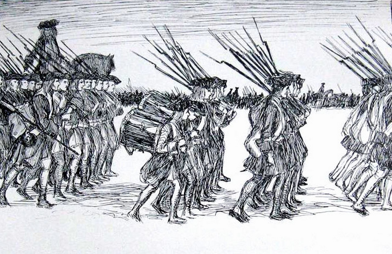 Шведская армия в походе (иллюстрация А. Эдельфельта).