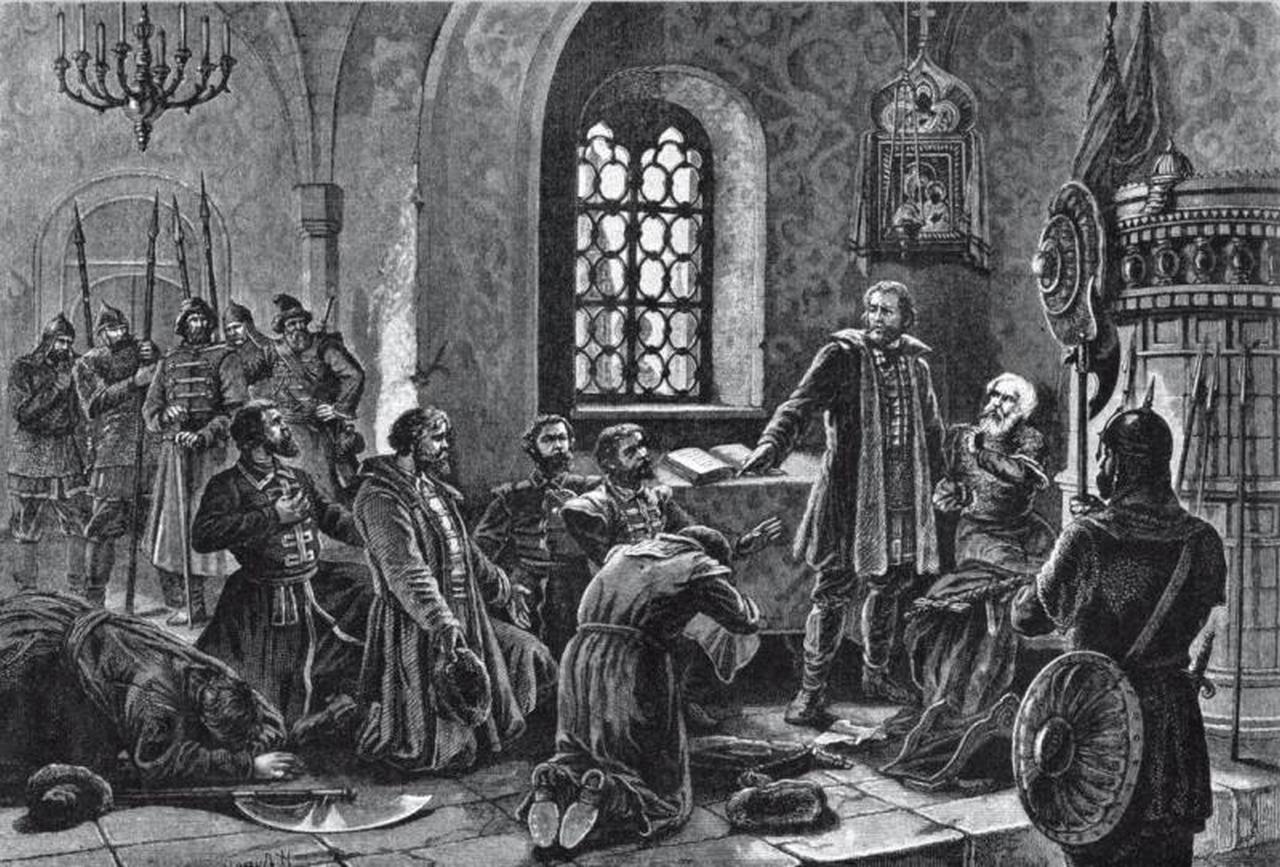 Князь Скопин-Шуйский разрывает грамоту послов рязанского воеводы Прокопия Ляпунова о призвании на царство.