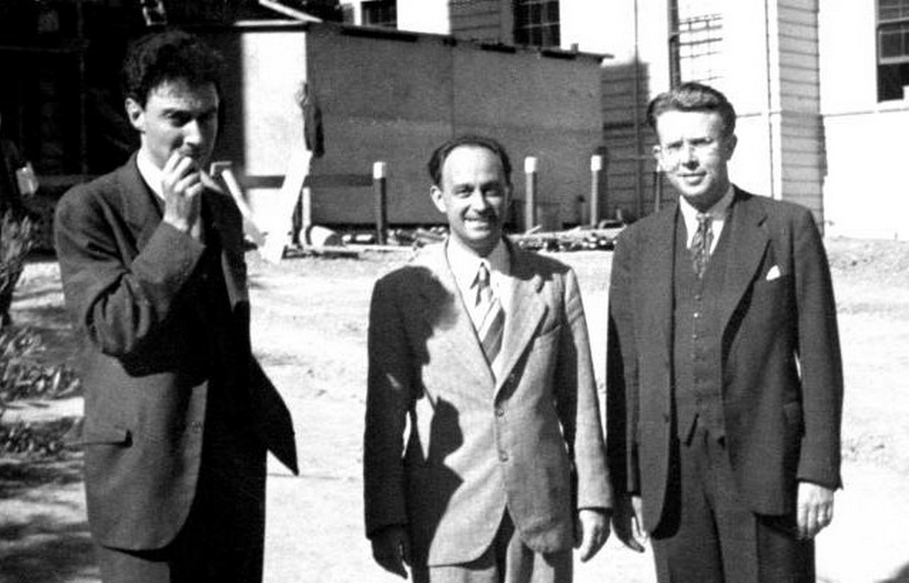 Роберт Оппенгеймер, Энрико Ферми и Эрнест Лоуренс (слева направо).