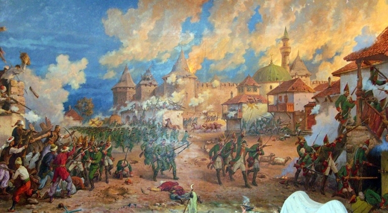 Г. Зыков, Н. Дмитриетко - Штурм Бендерской крепости русской армией в 1770 году, диорама.