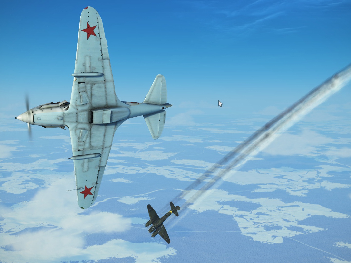 Скриншоты из российской компьютерной игры «Ил-2 Штурмовик». Данные варианты текстур, воссоздающие исторические окраски самолётов, выполнены Максимом Брянским Скриншоты из российской компьютерной игры «Ил-2 Штурмовик». Данные варианты текстур, воссоздающие исторические окраски самолётов, выполнены Максимом Брянским
