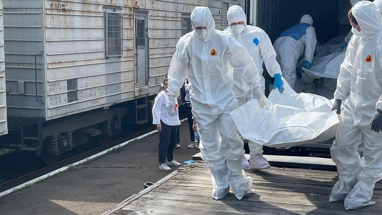Опубликованы кадры из вагонов во время передачи Украине тел бойцов ВСУ Опубликованы кадры из вагонов во время передачи Украине тел бойцов ВСУ