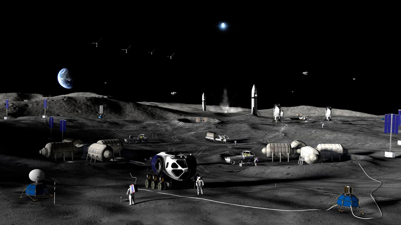 NASA показало проект базы на Луне с жилыми модулями и дронами